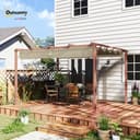 Outsunny Gazebo Pergola 3x4 m con Tetto Scorrevole, Picchetti e Viti, Pergolato da Giardino in Poliestere 180g/㎡ e Alluminio, UV30+, per Patio, Terrazzo, Balcone, Veranda e Esterno, Color Legno - 2