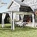 Outsunny 3 x 4 m Pergola with Retractable Roof Canopy and Netting Sidewalls, Aluminium Frame Garden Gazebo Outdoor Sun Shade Shelter for Grill, Patio, Deck, Khaki - 2