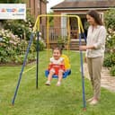 AIYAPLAY Columpio para Bebés 3 en 1, Columpio Jardín Exterior con Cuerdas Ajustables, Cinturón de Seguridad, Marco de Acero Plegable, para Niños de 9 Meses a 8 Años, para Interior, Exterior, Azul - 2