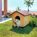 Ferplast DOMUS XL Casetta per Cani in Legno FSC - Tetto Apribile con Chiusura, Impermeabile & Anti-UV - Griglia Aerazione - Porta Antimorso in Alluminio - Piedi Isolanti - 121 x 78 x h 78,5 cm - 3