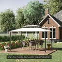 Outsunny Techo de Repuesto 4x3 m para Cenador de Jardín Toldo para Pérgola Recambio con Doble Techos y 8 Orificios de Drenaje Impermeable Anti-UV Beige - 2