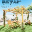 Outsunny Pergola Garten im Freien 3 x 4 m versenkbare Schiebepergola, Holzpergola, Gartenlaube für Kletterreben, Blumen, Rosen, Pergola für Terrasse, Patio, Naturholz - 3