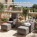 UDPATIO Lounge Möbel Outdoor Set 5-teilig mit Verstellbaren Sessel, Fußhocker und Couchtisch | Rattan Gartenmöbel | Balkonmöbel Kleiner Balkon | Wetterfest Terrassenmöbel | Dunkelgrau - 10