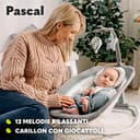 Lionelo Pascal Sdraietta neonati 0-9 kg Dondolo per bambini portatile e pieghevole, Culla 12 Melodie Giocattoli Regolazione dello schienale Vibrazioni Cinture a 5punti Materiale sfoderabile (Multi) - 5