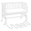 Lettino finitura legno naturale non trattato o Lettino culla con bianco laccato legno di WALDIN, Superficie d’appoggio EXTRA lung. 90 x larg. 55 cm,naturale - 5