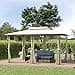 Outsunny Gazebo da Giardino 3x4 m con Tende e Tetto a 2 Livelli in Acciaio e Poliestere, Bianco Crema - 2