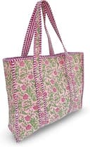 Generisch Indische Baumwoll-Stepptasche, Einkaufstasche, Vintage-Einkaufstasche mit Blumendruck, Ethno-Handgemachte Tasche (DN 19) - 4