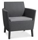 Keter Salemo Lounge Set, Set Mobili da Giardino in Rattan con Divano 2 Posti 2 Poltrone e Tavolino Porta Cuscini, Grafite - 3