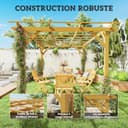 Outsunny Pergola Garten im Freien 3 x 4 m versenkbare Schiebepergola, Holzpergola, Gartenlaube für Kletterreben, Blumen, Rosen, Pergola für Terrasse, Patio, Naturholz - 5