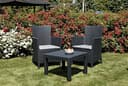 Allibert by Keter Rosario Balcony Lounge Set 2 x Armchairs and 1 x Table, Rattan Look, Plastic, Graphite Including Seat Cushion, Perfect for Balcony, Patio or Garden, Weatherproof and UV-Resistant - 2