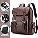 FUNSEED Mochila para hombre, gran capacidad, bolsa para portátil de 15,6 pulgadas, bolsa de hombro de cuero PU vintage para viajes y trabajo, marrón, L - 3