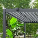PRIMEYARD Pergola 3x3 m Pfosten und Lamellendach aus Stahl - anthrazitfarbene Terrassenüberdachung - 6