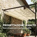 Outsunny Gazebo Pergola Addossata 3x4 m con Tetto Retrattile Scorrevole, Fori di Drenaggio, Pergolato da Giardino in Poliestere e Acciaio, per Patio, Terrazzo, Esterno, UV30+, Bianco Crema - 3