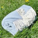 Moe Ridne Merino Wool blend Blanket for King Size Double Bed Light Blue, Large Wool Sofa Throw in Pacific Ocan Blue | Oeko-Tex Standard 100 certified | 55x79” 140 X 200cm - 5