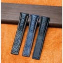 ROUHO 22mm Atmungsaktives Echtleder Uhrenarmband Schweißfestes Ersatz Uhr Band für Tag Heuer Carrera Heritage Chronograph 6-Schwarz + Schwarz - 5